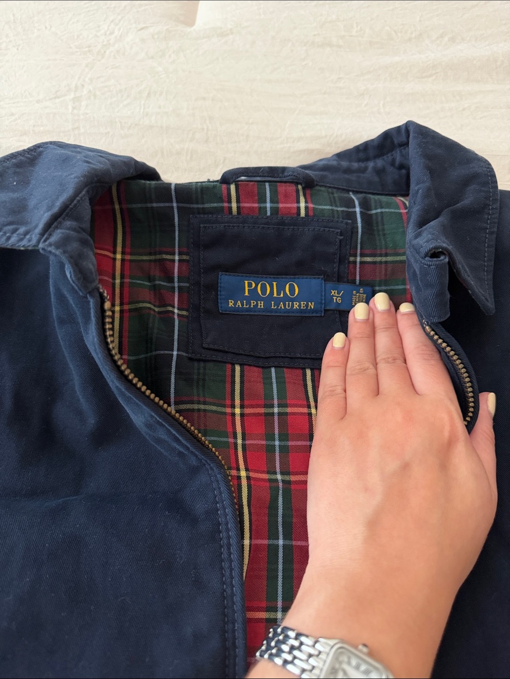 Polo by Ralph Lauren Navy Zip-Front Harrington with Tartan Trim - Picture 2 of 4